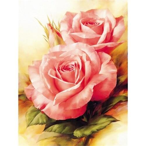 Flower Printed Canvas 11CT Cross Stitch Full Kit DIY Embroidery DMC Threads Hobby Painting Sewing Knitting Gift Floss