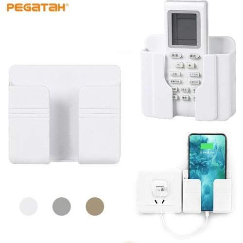 Wall Mounted Organizer Storage Box Charging Dock Remote Control Mounted Mobile Phone Plug Wall Charging Multifunction Holder