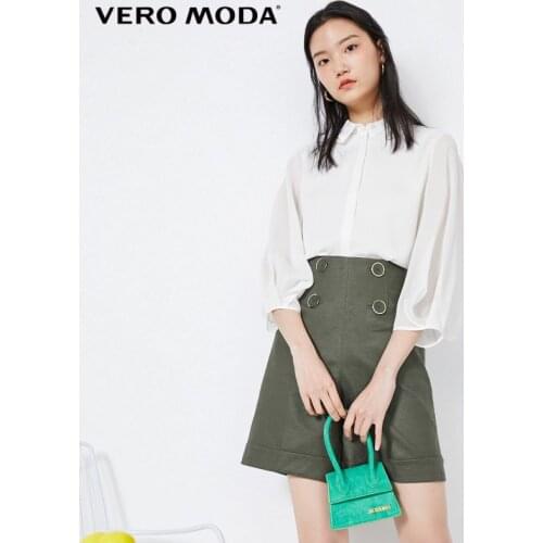 Vero Moda Women Retro High Waist Double Breasted Linen Shorts | 320215508