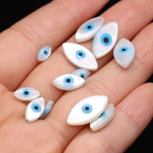 Wholesale 5Pcs Evil Eye White Natural Mother of Pearl Shell Beads for Making DIY Charm Bracelet Necklace Jewelry Accessories