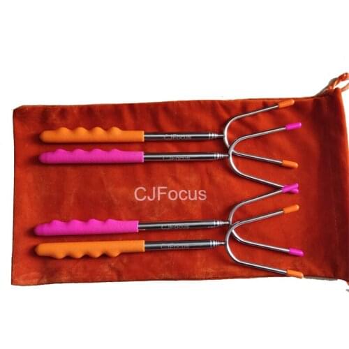 CJFocus Marshmallow Roasting Sticks Premium 45'' Extendable Rotating Telescoping Forks Special Safe and Healthy Cookware