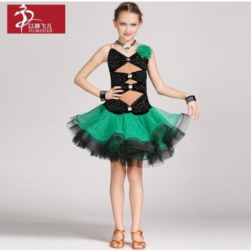 Latin Dress for Girls Dance Costume for Kids Girl Latin Dance Dress Kids Salsa Dresses Fringe Dress Dancewear Samba Rumba B-6437