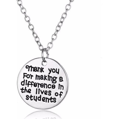 Teachers Day Gifts Thank You For Making A Difference In The Lives Of Students Pendants Teachers Necklace Teacher Charm Jewelry
