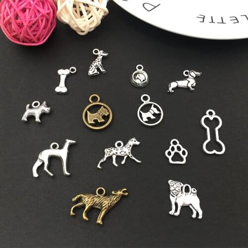 20Pcs Dog Wolf Paw Charms Pendants DIY Jewely Making Alloy Findings Accessory For Neacklaces Earrings