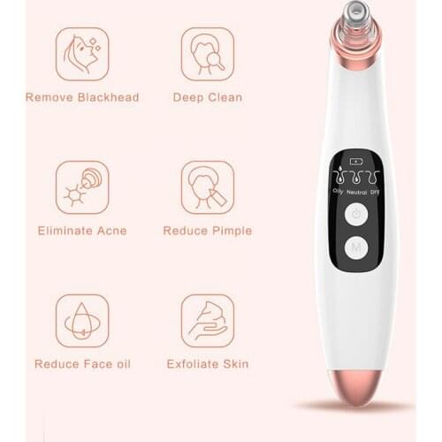 Electric LCD 6 Suckers Blackhead Remover Facial Clean Skin Care Pore Acne Black Point Vacuum Suction Beauty Clean Skin Tool