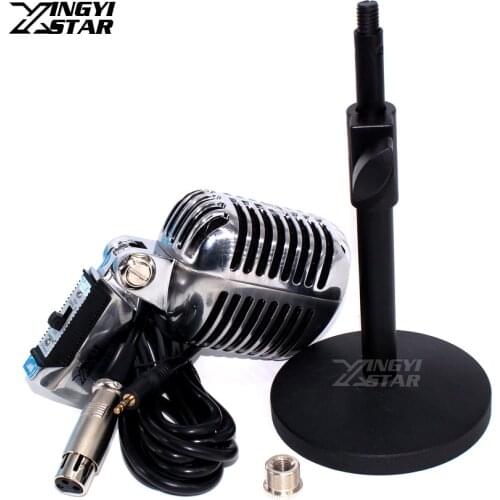 Professional Wired Dynamic Vintage Microphone 3.5mm Plug Audio Cable With Desktop Stand For Computer PC Karaoke Studio Recording