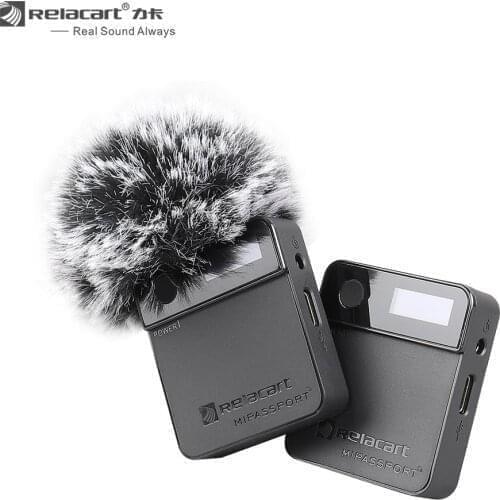 Relacart MI1 Lavalier Wireless Microphone System Transmitter Kit 2.4G Condenser Mic for Vlog Video Recording Studio DSLR Camera