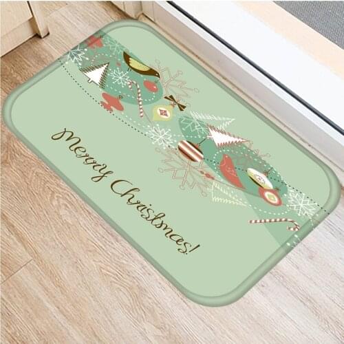 Christmas Patterns New Year Gift Door Mat Polyester Flannel Fleece Fabric Floor Mat Carpet Decoration Living Room