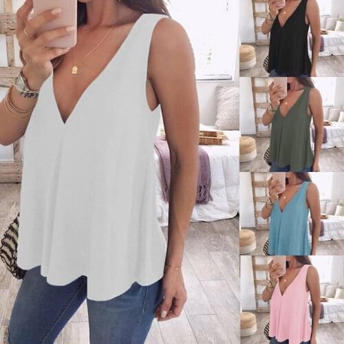 Sexy Blouse Sleeveless Top Deep V Woven Women Blouse Shirt Summer Short Top Blouse Summer Casual Office Streetwear Shirt