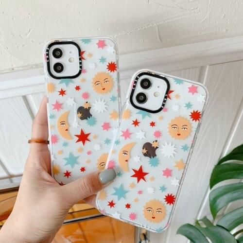 Cute Sun Moon Stars Photo Phone Case For iPhone 11 Pro Max 12 Mini XS X XR Clear Silicone Soft Cover For iphone 7 8 Plus SE 2020