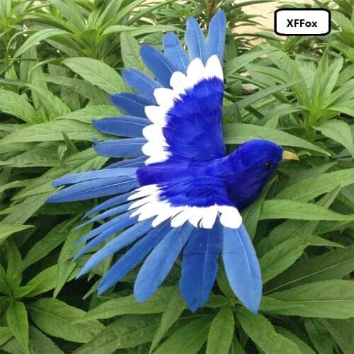 Cute simulation wings bird model foam&furs blue bird doll about 30x22cm xf0411