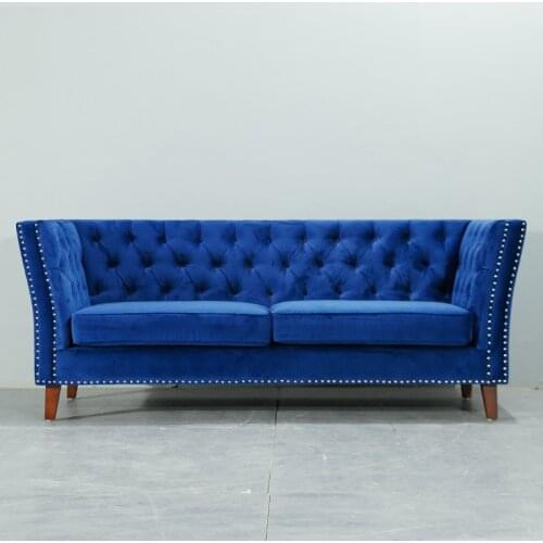 Modern Navy Blue Living Room Fabric Classic Chesterfield Sofa Home lounge tufted flannelette sofa 3 SEATER