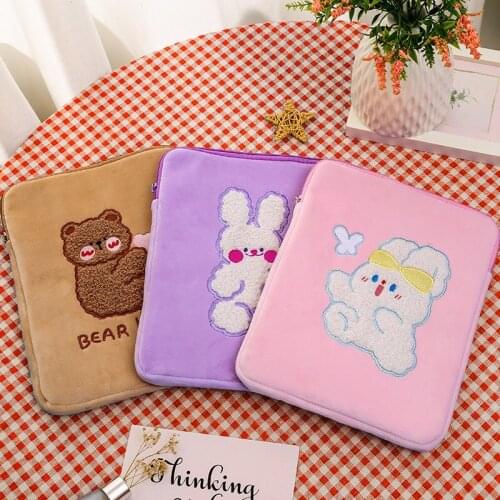Bentoy Milkjoy Girls Soft Plush Mini Laptop Bag 15 13 11 10.5 9.7inch Business Mac Kawaii Korea Bear Women Cute Handbag