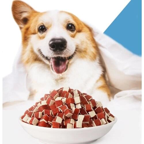 Dog Fresh Chicken Salmon Cubes Nutrition Healthy Snack Dog Feeding Food Clean Teeth Training Reward Snacks