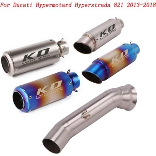 Slip On Motorcycle Exhaust Mid Connect Pipe And Muffler Stainless Steel For Ducati Hypermotard Hyperstrada 821 2013-2018