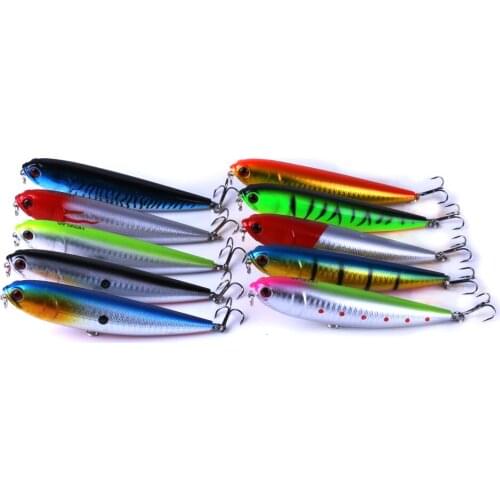 10pcs New Topwater Pencil Lure Hard Plastic Fishing Baits Isca Artificial Swimbait Surface Floating Wobblers Fishing Tackle