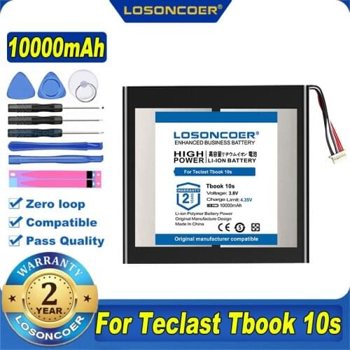 100% Original LOSONCOER 10000mAh Battery For Teclast Tbook 10s Tbook10s Tablet PC Batteries