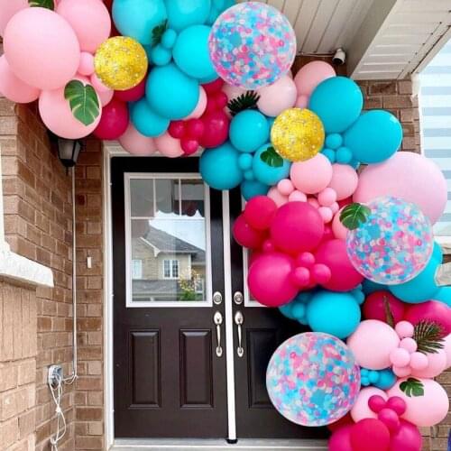 117pcs Tropical Hawaiian Confetti Balloon Garland Arch Kit Balloon Chain Summer Hawaiian Wedding Birthday Party Decor Supplies