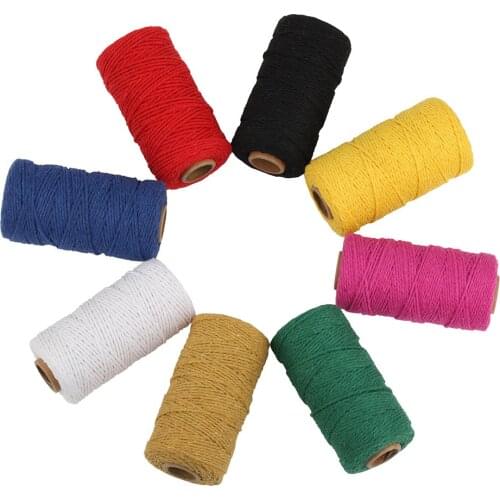 2mm 100 Yard/Roll Rope Twisted-Cord 100% Cotton Rope Colorful Twine Macrame Cord String Thread for Party Wedding Decor DIY Cord