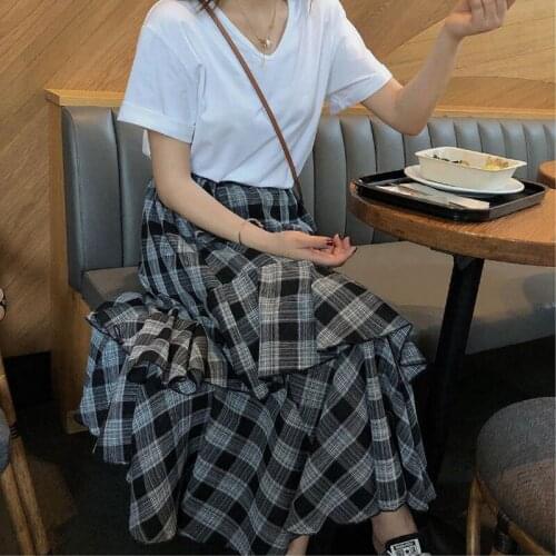 2021 Summer Ruffles Lattice Long Dresses Irregular Multi-Layer Romantic Skirts French Chiffon A-Line Skirt Beach Vacation Dress