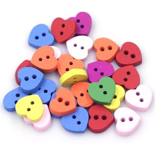 30Pcs Mixed Tiny Love Heart Wooden Sewing Buttons 2 Holes DIY Ornaments Scrapbook Crafts Clothing Knitting Accessories 11x12mm