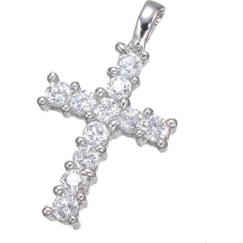 Fashion CZ copper Cross charm unisex pendant ornament necklace jewelry accessories 5pcs lot free shipping