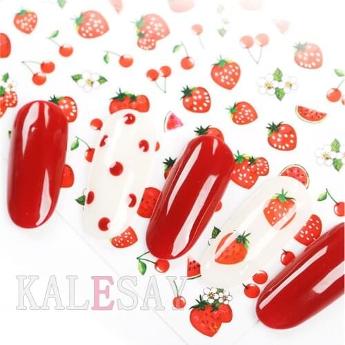 Avocado Strawberry Nail Art Stickers Decals Adhesive Sticker for Design Manicure Decorations Sticker for Nails Rainbow Berries