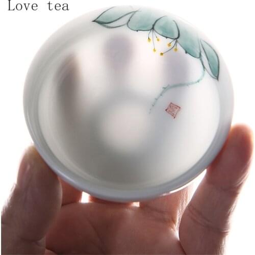 Dehua White Porcelain Tea Cup Ceramic Master Hand-painted Jade Porcelain Kung Fu Tea Set Personal Single Cup Supplies Handmade
