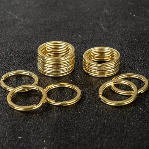 10Pcs/lot 25 30mm Copper Never Fade Gold Flat Round Blank Split Key Ring Holder for DIY Keyfob Keychain Jewelry Making Findings