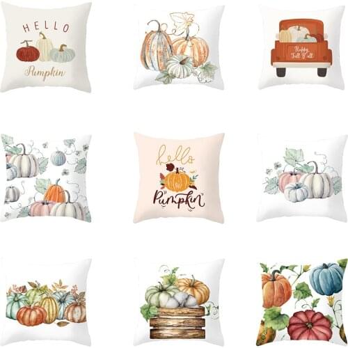 45*45cm Thanksgiving Pillow Case Autumn Harvest Pumpkin Printing Cushion Cover Car Sofa Pillowcase Home Decoration Gift