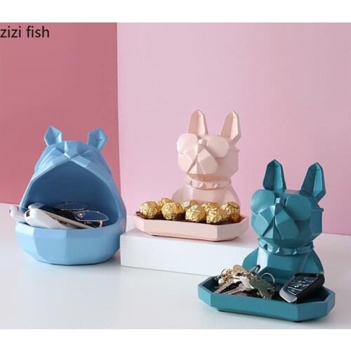 Key Storage Tray Cartoon Animals Storage Ornaments Dog Statue Crafts Home Decoration Accessories Storage Box Decor Organize Disk