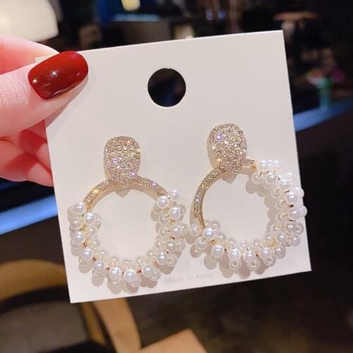 S925 Korean Spring And Summer New Earrings Fashion Simple Round Earrings Exaggerated Circle Pendant Earrings Women