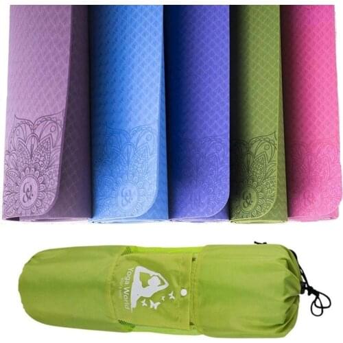 Dature TPE Yoga Mat 6mm Fitness Mat For Fitness Yoga Carpet Gym Mat With Yoga Bag gymnastics mats Balance Pad 183*61cm*6mm