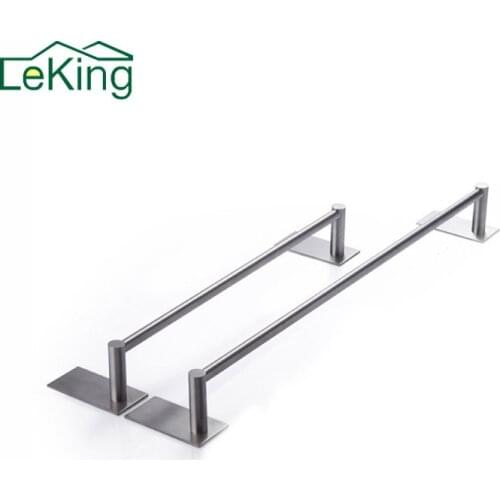 LeKing Stainless Steel Bathroom Kitchen Towel Holder Single Racks Bath Hanger Bathroom Shelf Traceless Sticky Rack Home Storage
