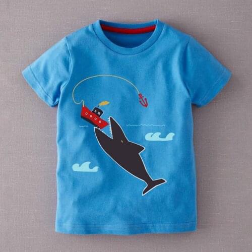 Little maven children clothes 2019 summer baby boys clothes short sleeve shark animal print t shirt Cotton brand tee tops