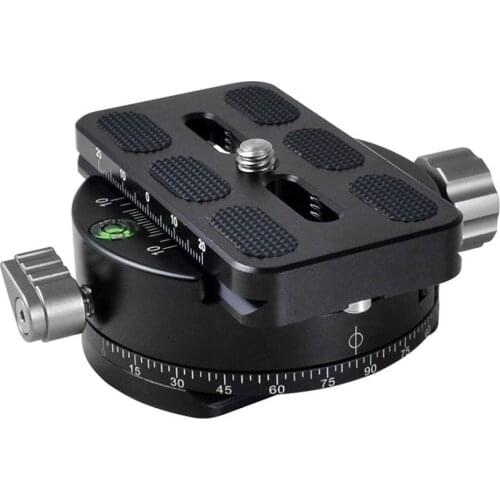 MENGS PAN-02 Aluminum 360 Degree Panoramic Panning Base Tripod Head Clamp +1/4'' Quick Release Plate for DSLR Camera Tripod