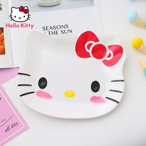 Hello Kitty Cartoon Cute Dipping Saucer Plastic Household Fruit Plate Candy Plate Creative Simple and Portable