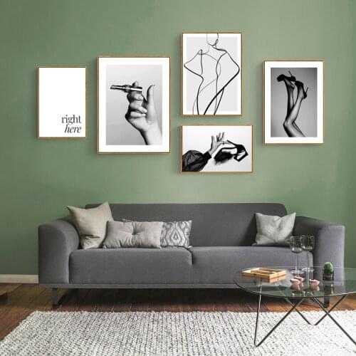 Fashion Wall Art Black White Sexy Female Poster High Heels Desert Landscape Canvas Painting Nordic Poster Girl Room Decoration