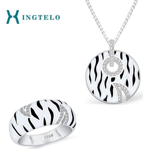 XINGTELO 925 Sterling Silver Ring Chain Pendant for Women Jewelry Set Classic Jewelry for Wedding Elegant Silver Accessories