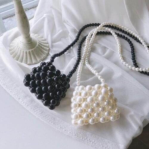 Retro fashion new small pearl bag portable pearl bag Yafeng pearl Mini Bag retro handmade beaded bag