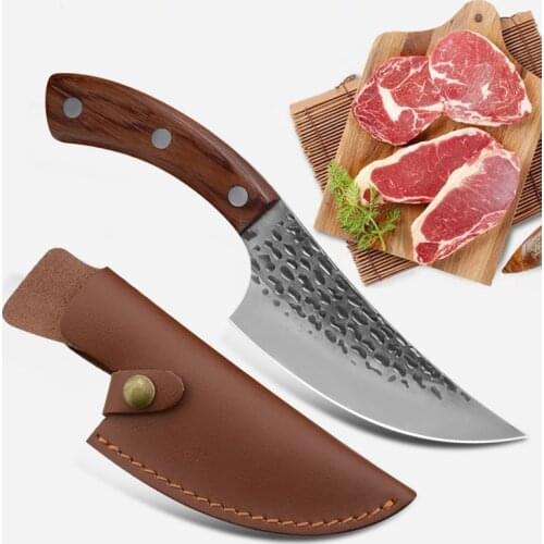 Serbian Butcher Knife Boning Knife High Carbon Clad Steel Handmade Forged Comfortable Handle Razor Sharp with Holster