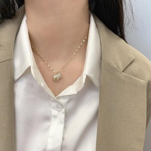 TIMEONLY Luxury Bling Bling Rhinestone Purse Charm Necklace CZ Zirconia Titanium Steel Pendant Necklaces for Women Girl Jewelry