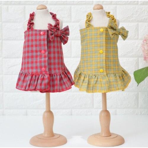 Pet Dog Clothes for Small Dogs Plaid Dress for Chihuahua Princess Dress for French Bulldog Cute Pet Clothing Pug Puppy Costume