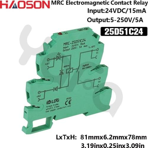 1pc MRC series 5A/6A 24 DC PLC Board Voltage Relay Electromagnetic Contact Interface Relay Module 5V 12V DC 1NO contact Control