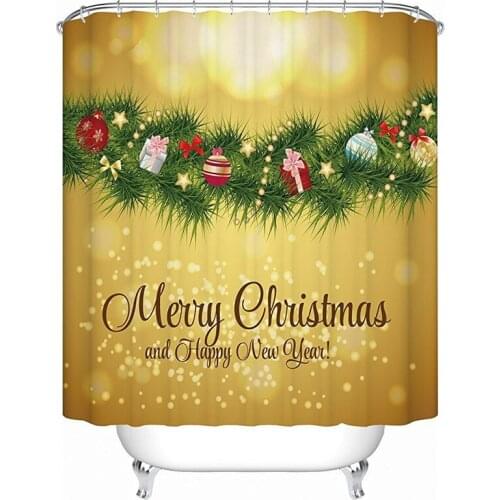 1PCS180*180cm Christmas shower curtains Mouldproof Waterproof Bath 3d Curtain For the Bathroom cortina de bano with 12 Hook