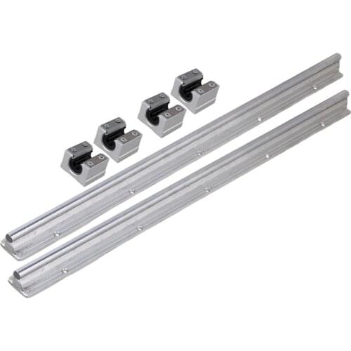Silver Open Roller Bearing Slide Block & L500mm SBR10 Linear Bearing Rail Guide with 10mm Dia Shaft for CNC Machine Set of 6