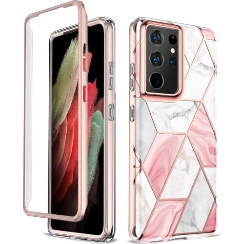 Luxury Plating Silicone for Samsung Galaxy S21 Ultra Note 20 Ultra 5G S20 FE Case,Soft Marble Geometric Phone BackCover Cases