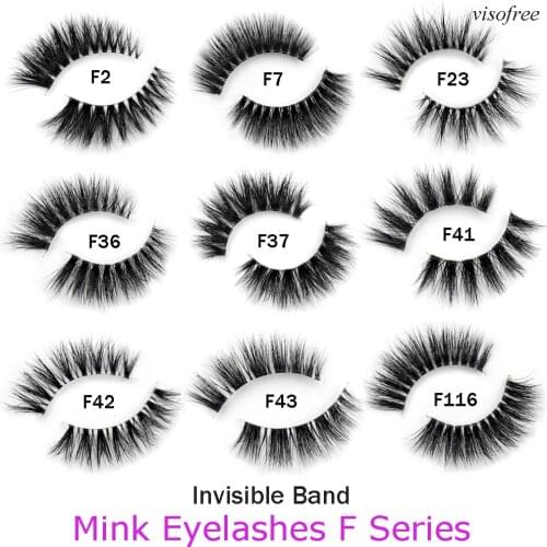 Visofree Lashes 3D Mink Strip Lash Reusable False Eyelashes Dramatic Lashes Lightweight Invisible Band Eye Lashes F209