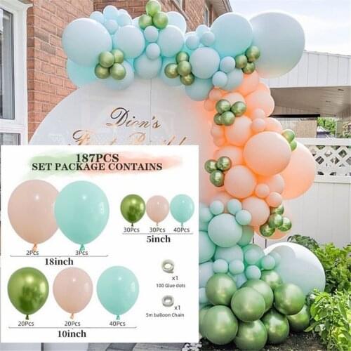 Wedding Birthday Balloons Decoration Party Macaron Bule Pink Green Metal Balloons for Kids Baby Shower Balloon Garland Arch