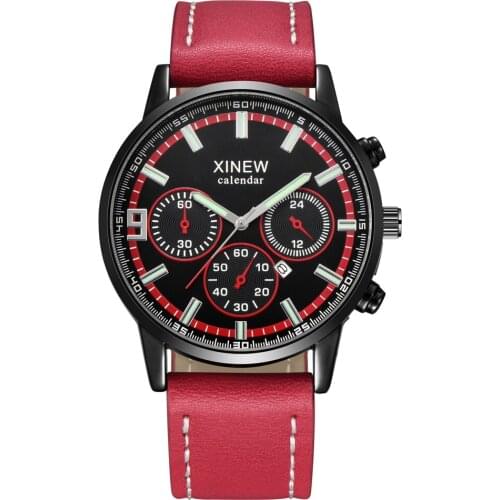 XINEW Military Watches Mens Fashion Leather Nylon Band Calendar Sports Gifts Quartz Wristwatches With Box Montre Homme de Marque